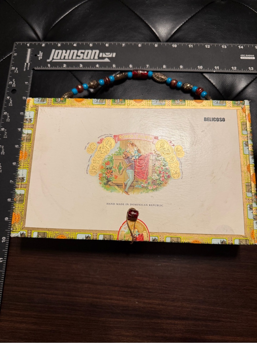 Vintage Romeo y Julieta Cigar Box Purse Handmade Beaded Handle Belicoso
